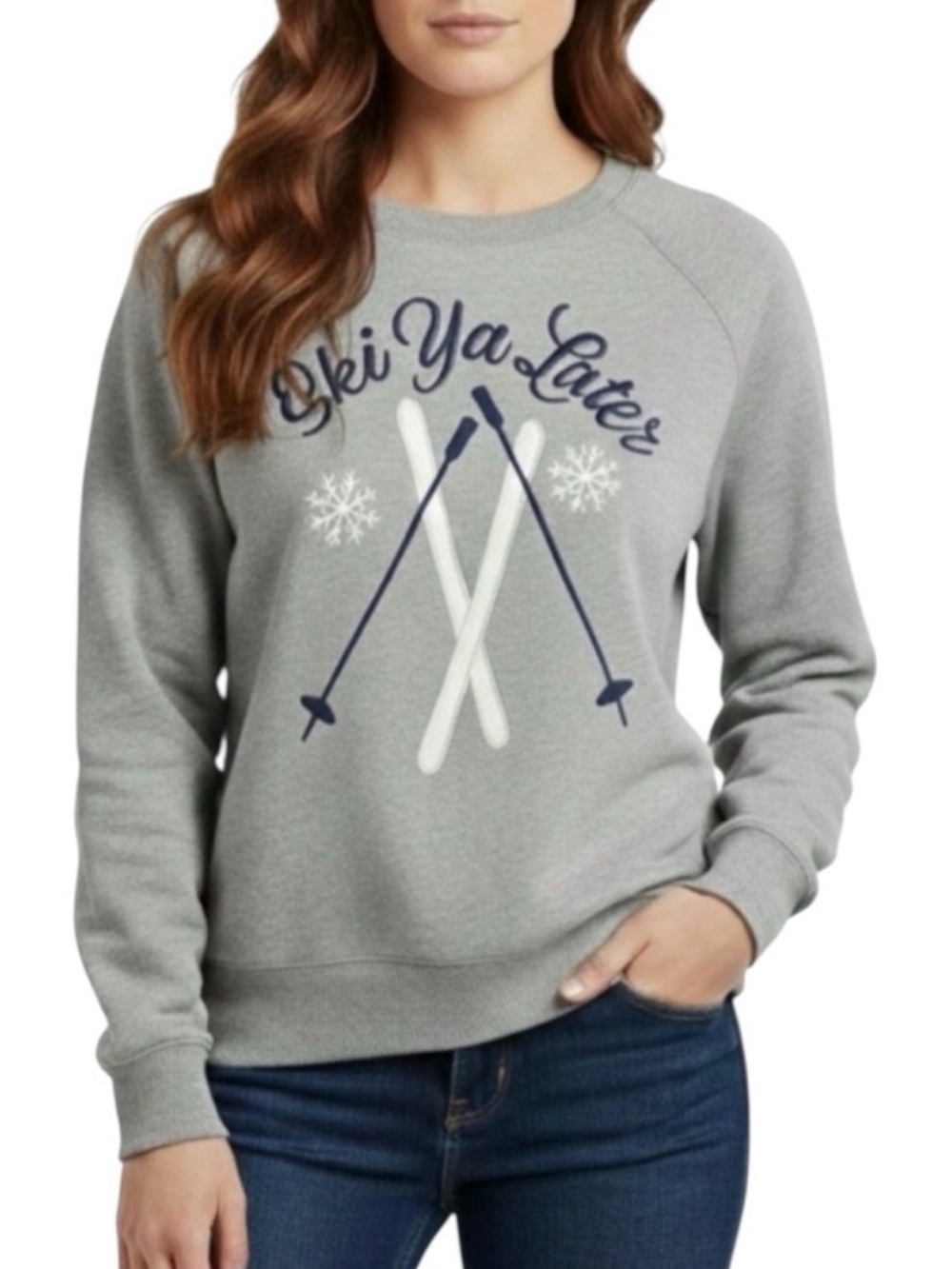 Wildfox Gray 'Ski Ya Later' Graphic Crewneck Sweater